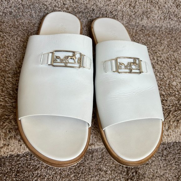 HERMÈS Vaisseau Men\'s White  Leather Slides. main image 11